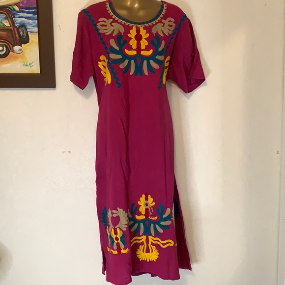 H.W Egypt cotton pink embroidered dress - Picture 1 of 7